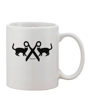 11 oz Coffee Mug with Two Cats and Scissors Design - Expertly Crafted by TooLoud