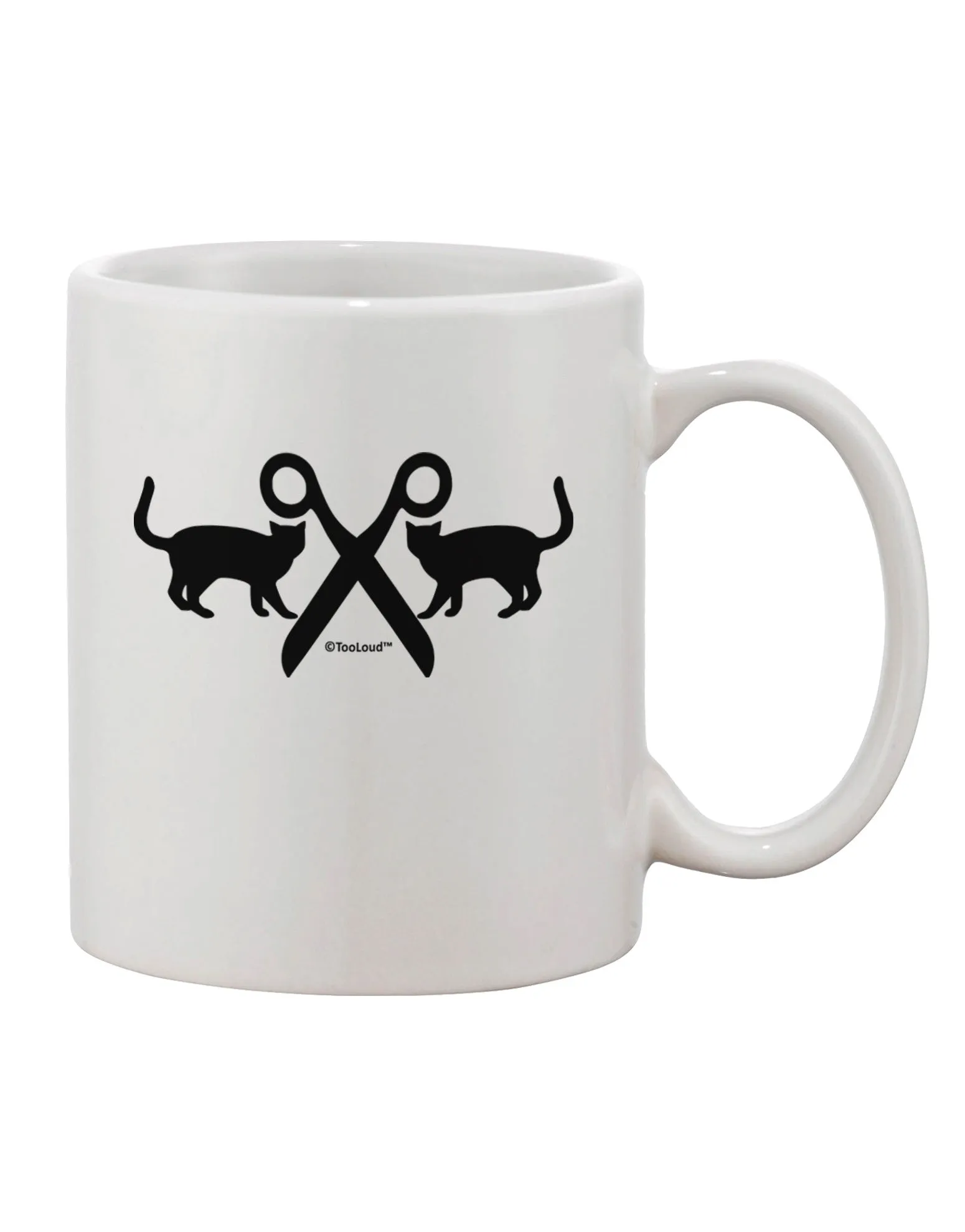 11 oz Coffee Mug with Two Cats and Scissors Design - Expertly Crafted by TooLoud
