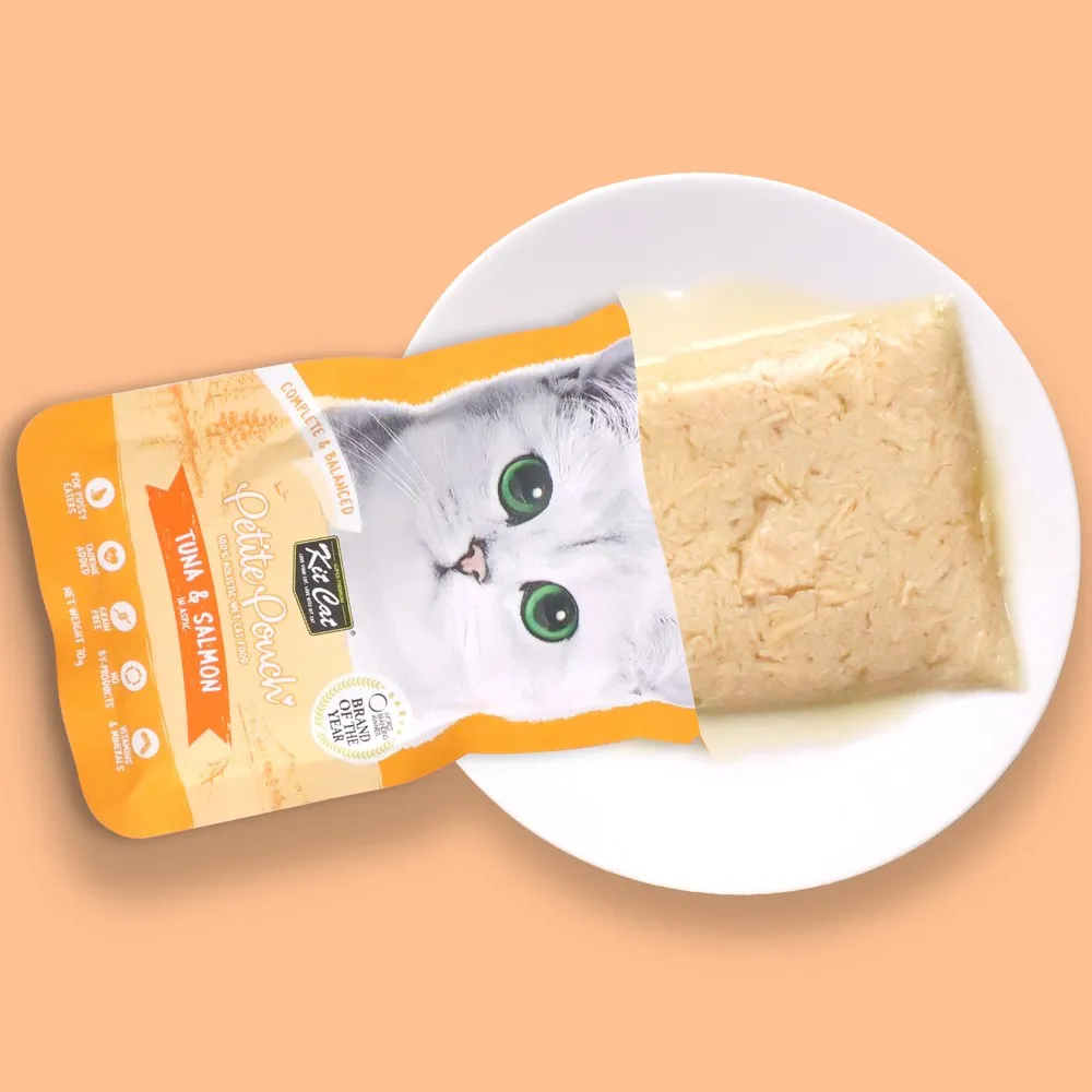 30% OFF: Kit Cat Petite Pouch Tuna & Salmon In Aspic Grain-Free Pouch Cat Food 70g x 12