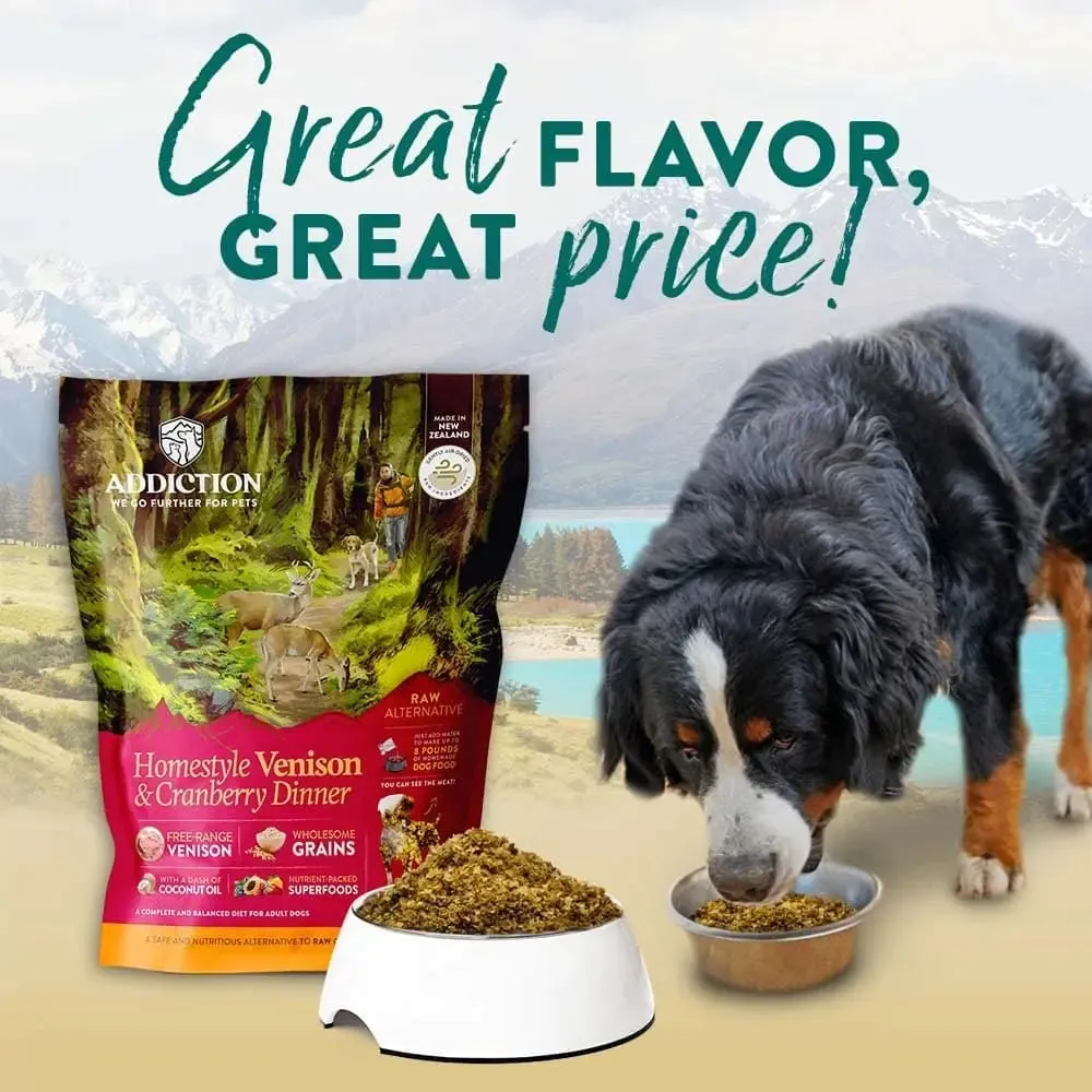 Addiction Homestyle Venison & Cranberry Dinner Raw Alternative Air Dried Dog Food