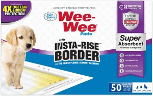 Four Paws Four Paws Wee-Wee Super Absorbent Dog Pee Pads with Insta-Rise Border Insta-Rise Border 1ea/50 ct
