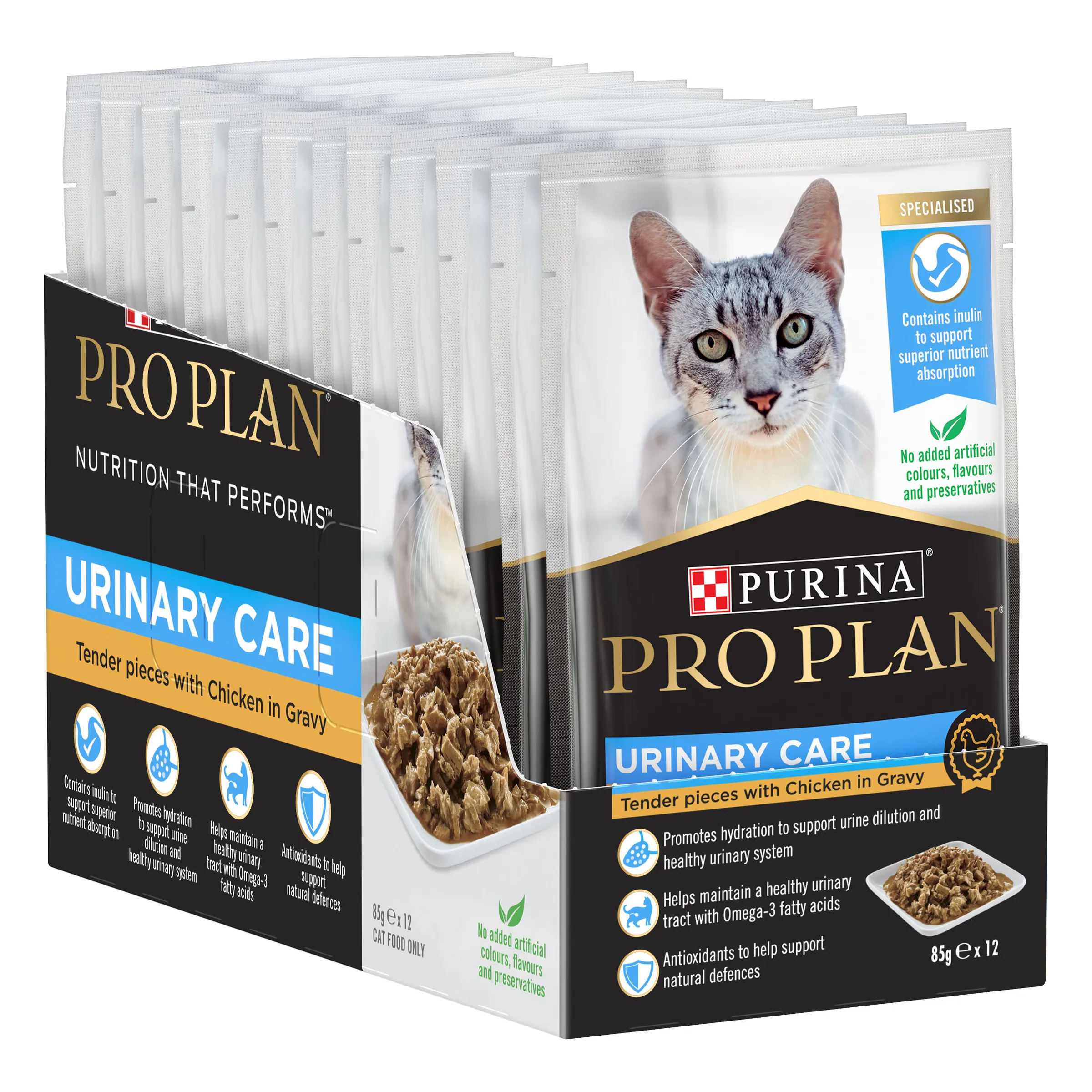 Pro Plan Urinary Care Chicken Adult Wet Cat Food Pouches 85g x 12