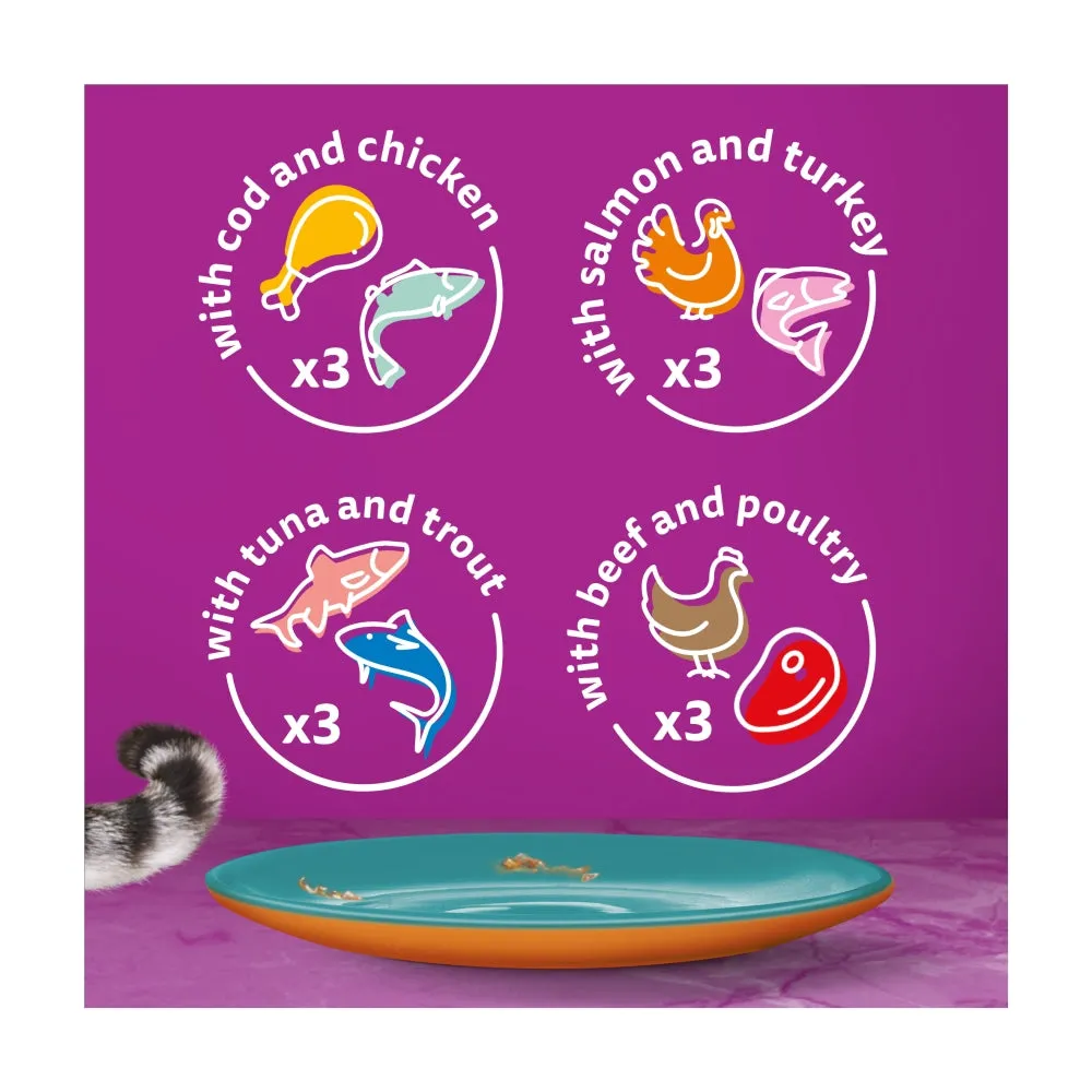 WHISKAS | Adult Wet Cat Food Pouches | Duo Surf & Turf In Jelly - 12 x 85g