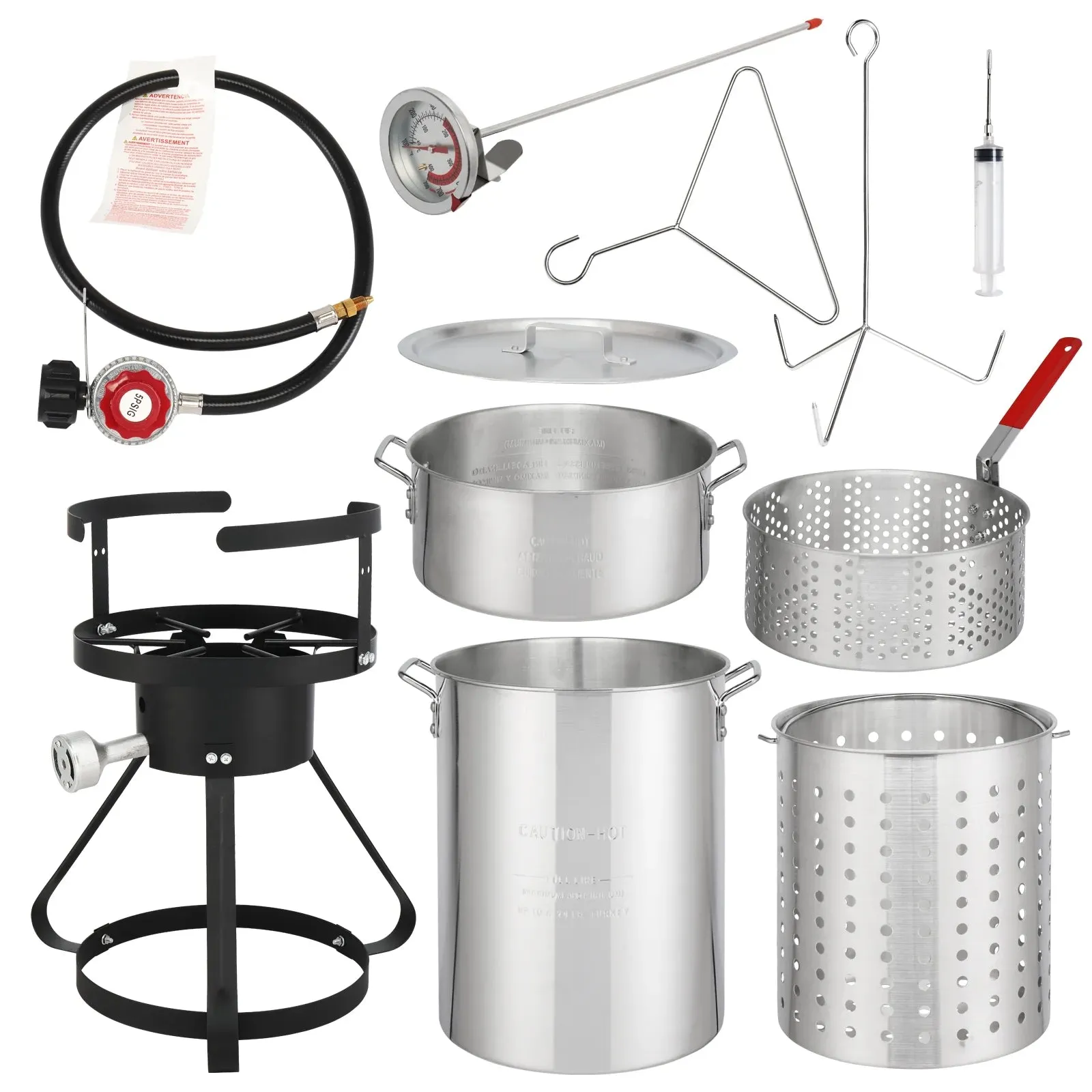 Zimtown 30QT Fish Fryer Turkey Fryer Outdoor Fryer 4 Piece Set Propane Boil Fryer Outdoor Cooking 54000BTU